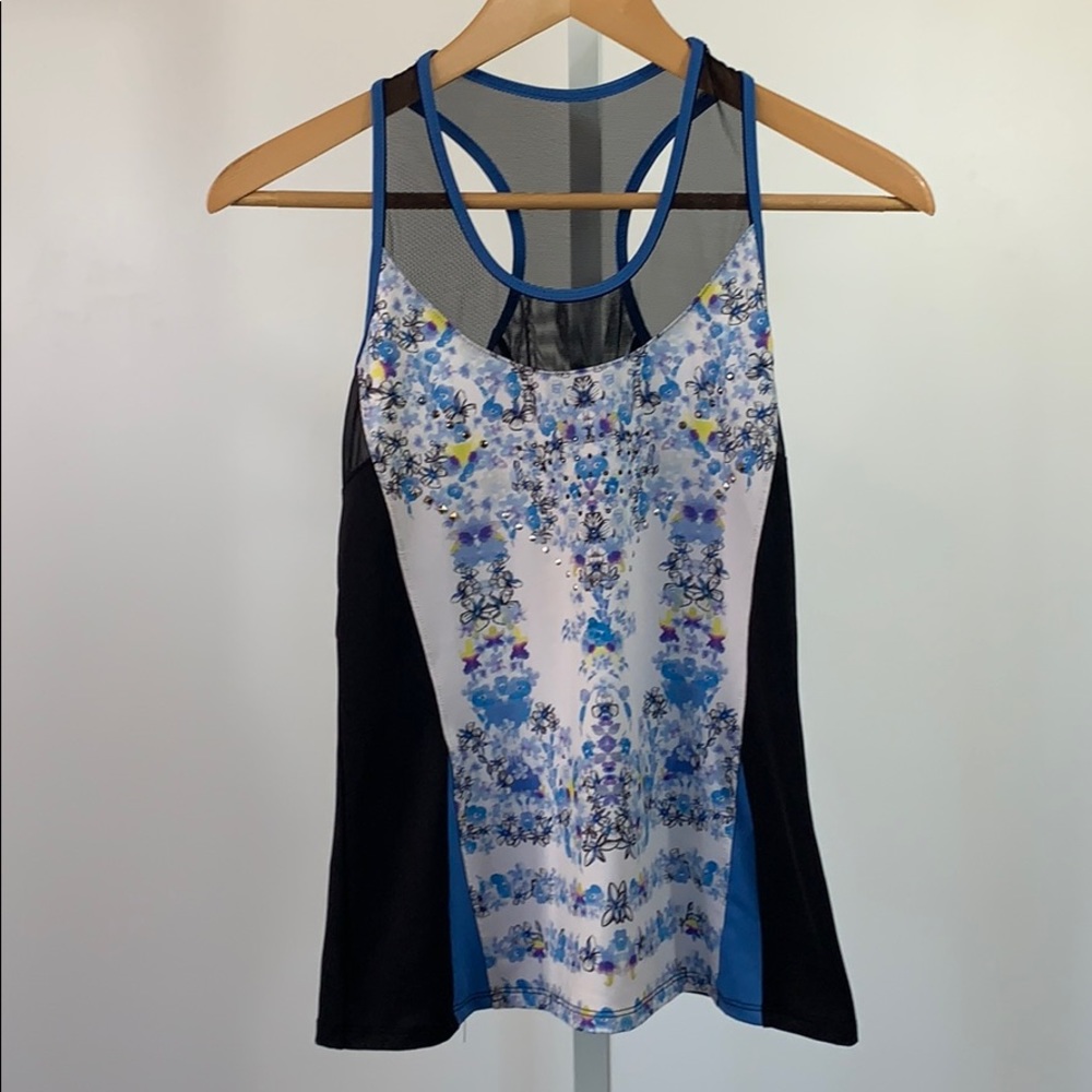 LUCKY IN LOVE Racerback Tank Black/Blue SZ S